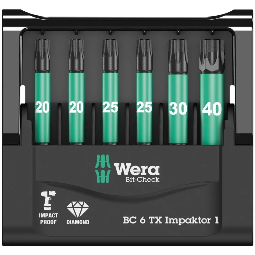 Набор инструментов Wera Bit-Check 6 TX Impaktor 1 — фото производителя