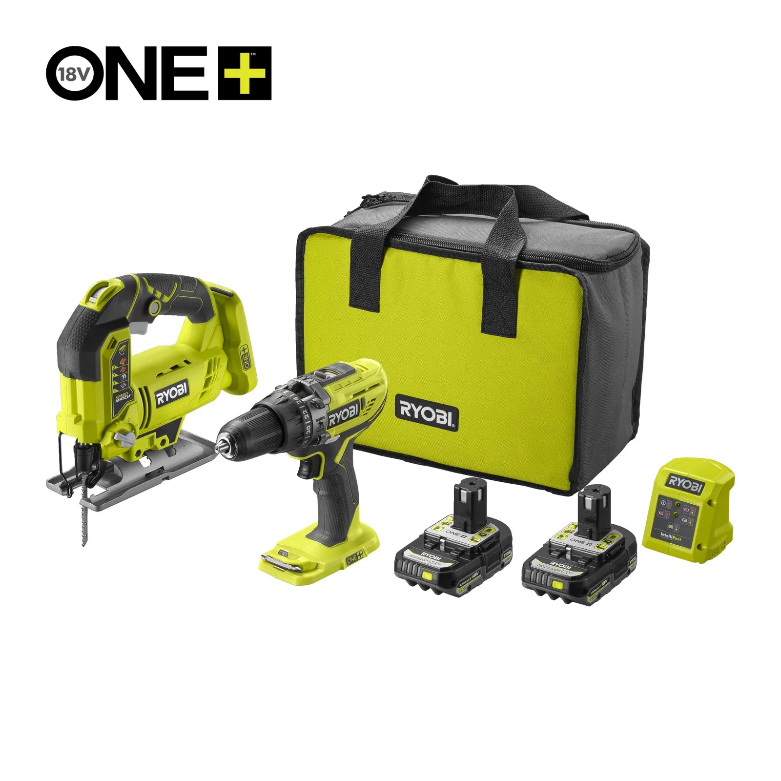 Аккумуляторный дрель-шуруповерт и лобзик Ryobi R18PDJS-220S
