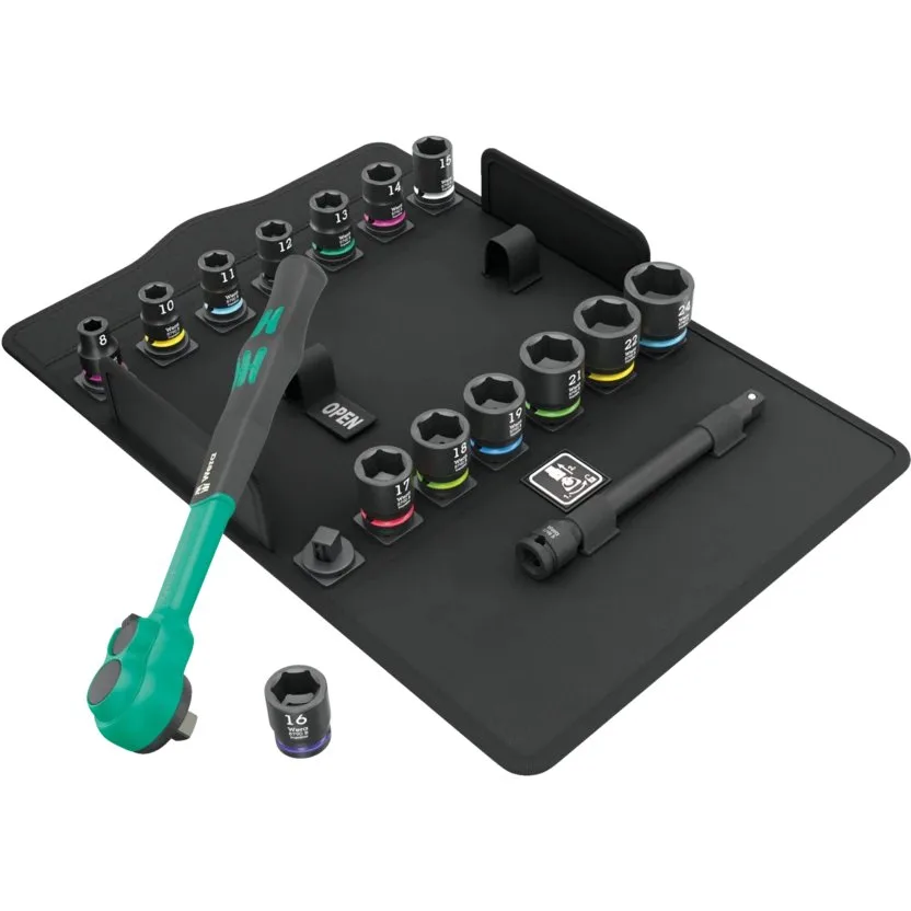 Трещотка Zyklop Comfort в наборе, переключатель реверса, 3/8", метрические размеры Wera 8100 SB 12 — фото производителя