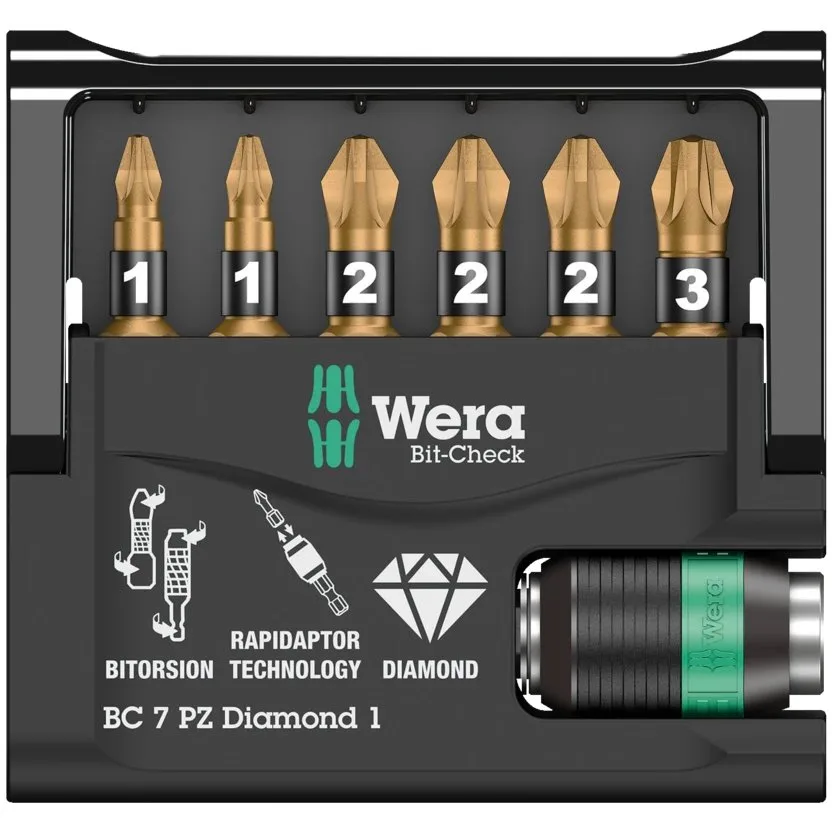 Набор инструментов Wera Bit-Check 7 PZ Diamond 1 — фото производителя