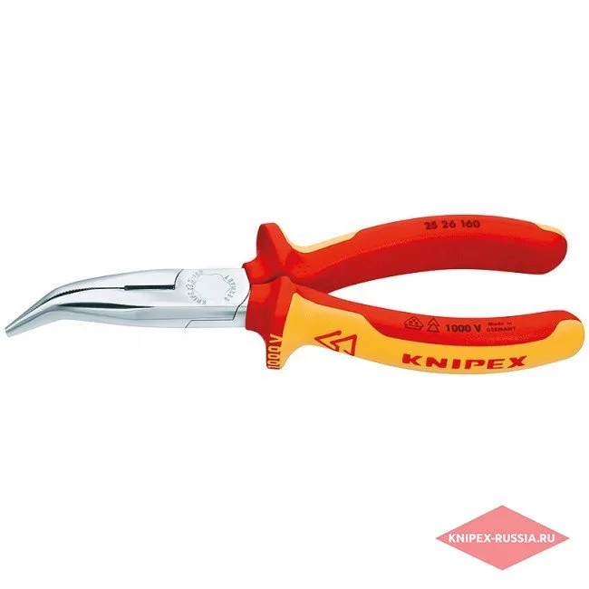 Плоские круглогубцы с режущими кромками Knipex KN-2526160 — фото производителя