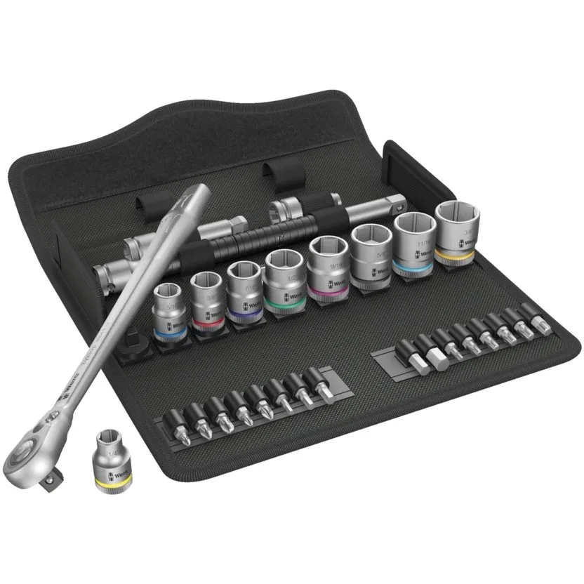 Набор инструментов Wera 8100 SB 11 Zyklop Metal - набор с трещоткой, переключение реверса, привод 3/8", дюймовый — фото производителя