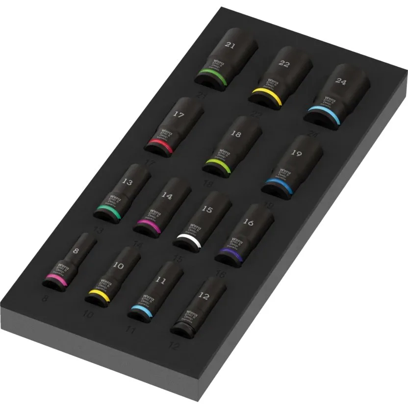 Ложемент Zyklop B 3/8" Impaktor Deep Set 1 набор головок Wera 9728