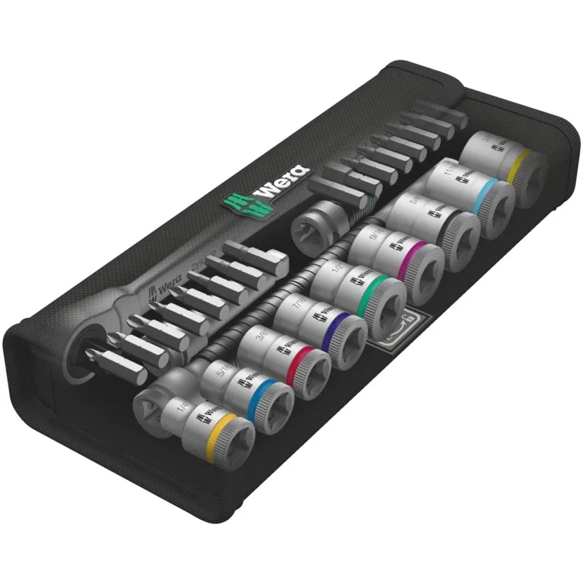 Набор инструментов Wera 8100 SB 11 Zyklop Metal - набор с трещоткой, переключение реверса, привод 3/8", дюймовый — фото производителя