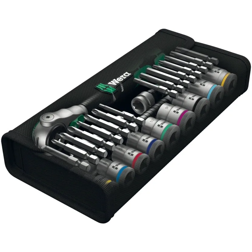 Набор инструментов Wera 8100 SB 9 Zyklop Speed - набор с трещоткой, привод 3/8", дюймовый — фото производителя