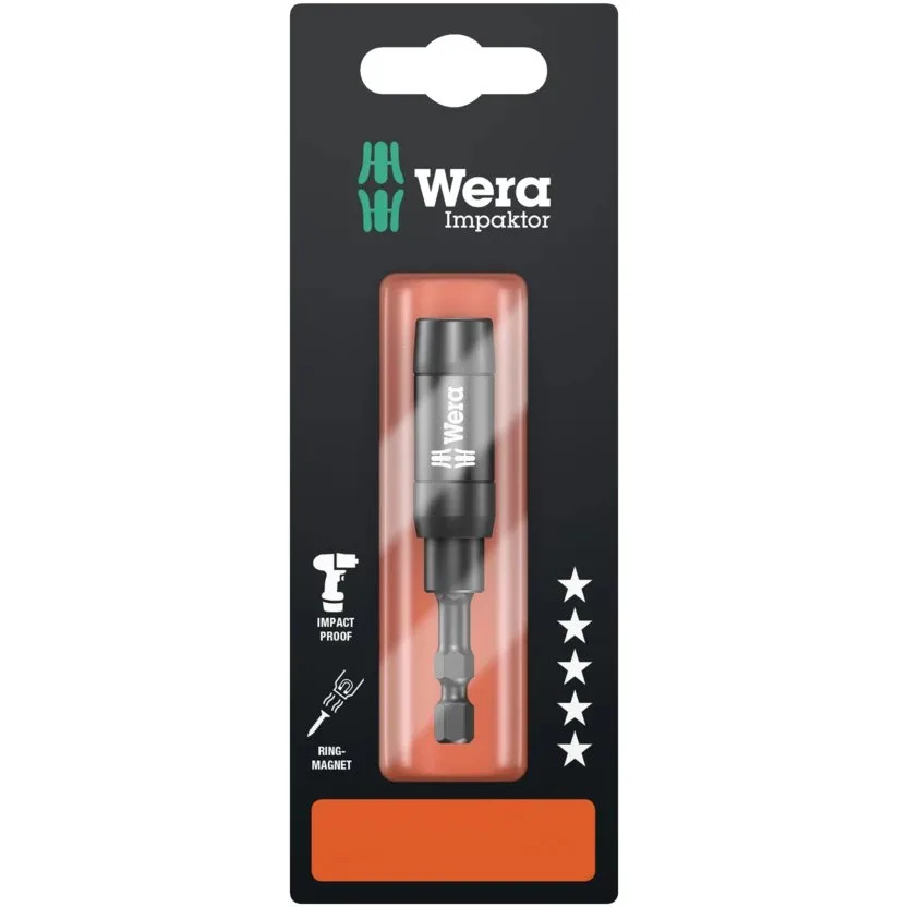 Набор инструментов Wera 897/4 IMP R SB ударный держатель с кольцевым магнитом и пружинным стопорным кольцом — фото производителя