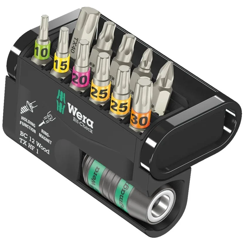 Набор инструментов Wera Bit-Check 12 Wood TX HF 1 — фото производителя