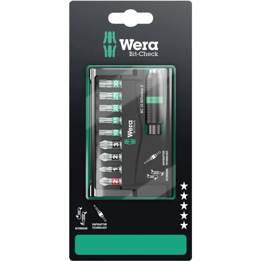 Набор инструментов Wera Bit-Check 10 BiTorsion 3 SB — фото производителя
