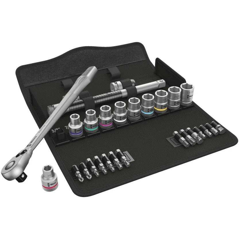 Набор инструментов Wera 8100 SC 11 Zyklop Metal - набор с трещоткой, переключение реверса, привод 1/2", дюймовый — фото производителя