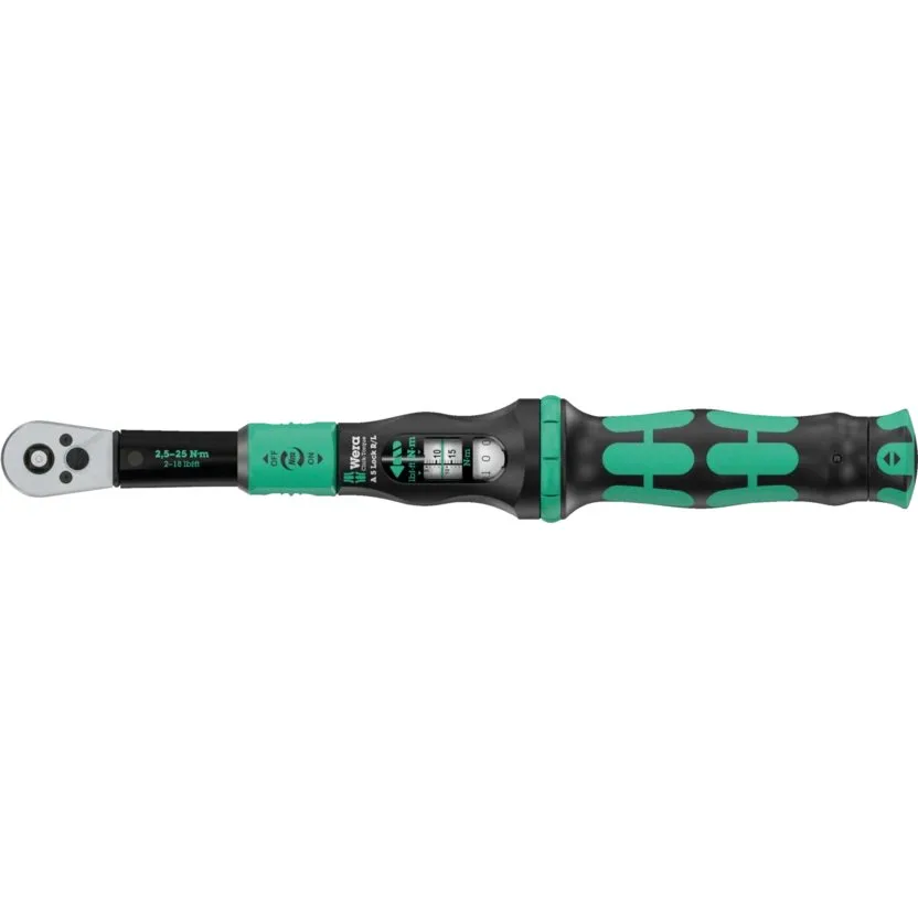 Динамометрический ключ Lock A 5 R/L серии Click-Torque, регулируемый, функция отключения затяжки (Torque Lock), посадочное гнездо (1/4"), для правой и левой затяжки, 2,5-25 Нм Wera