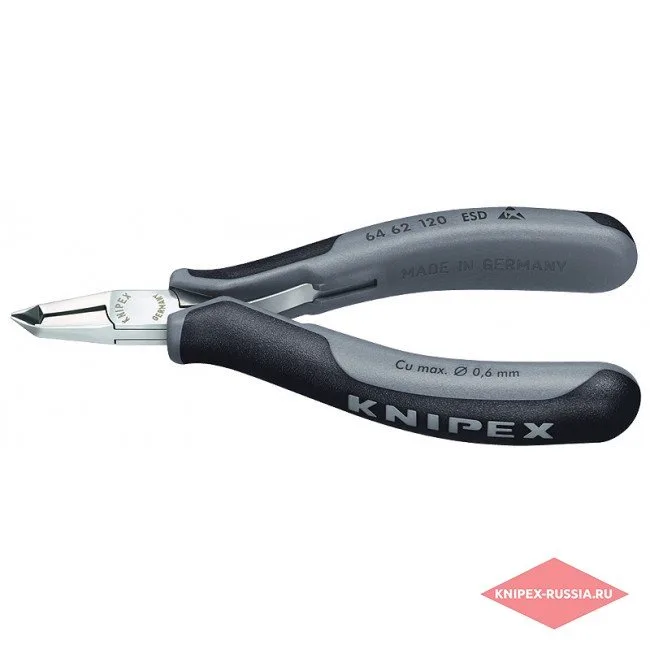 Кусачки торцевые для электроники антистатические Knipex KN-6462120ESD — фото производителя